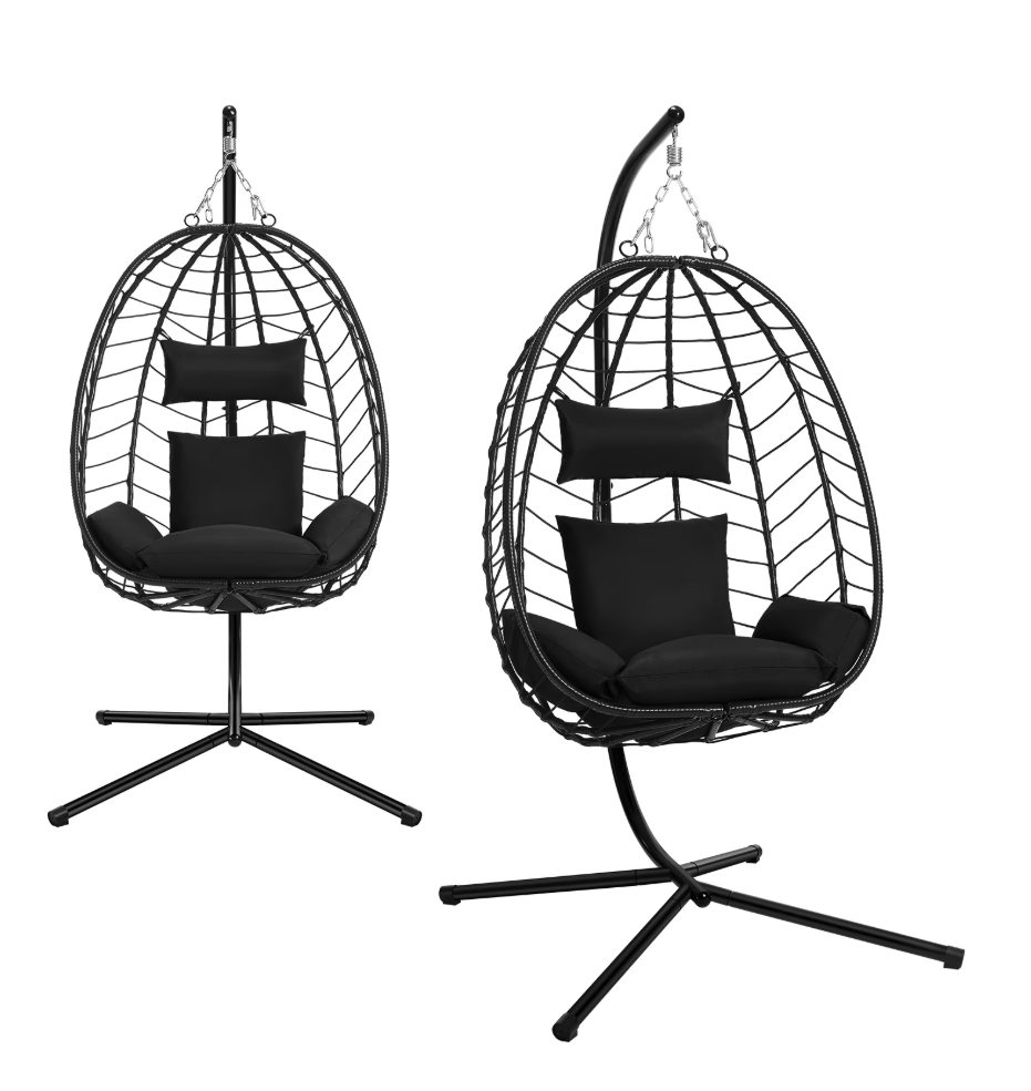 Hangstoel – Ei Stoel met Standaard – Hangende Schommelstoel met Kussens