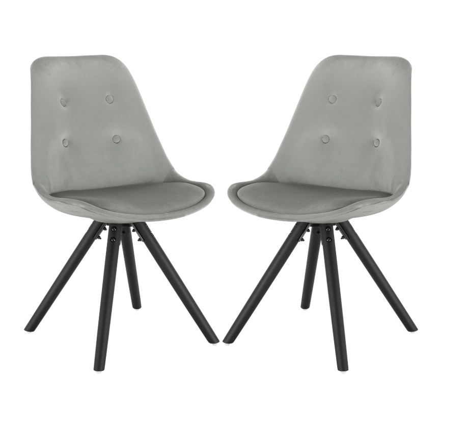 Set van 2 Nordic Eetkamerstoelen – Ontbijt en Keukenkruk met Rugleuning – Zacht Gewatteerde Zitting – Massief Houten Poten