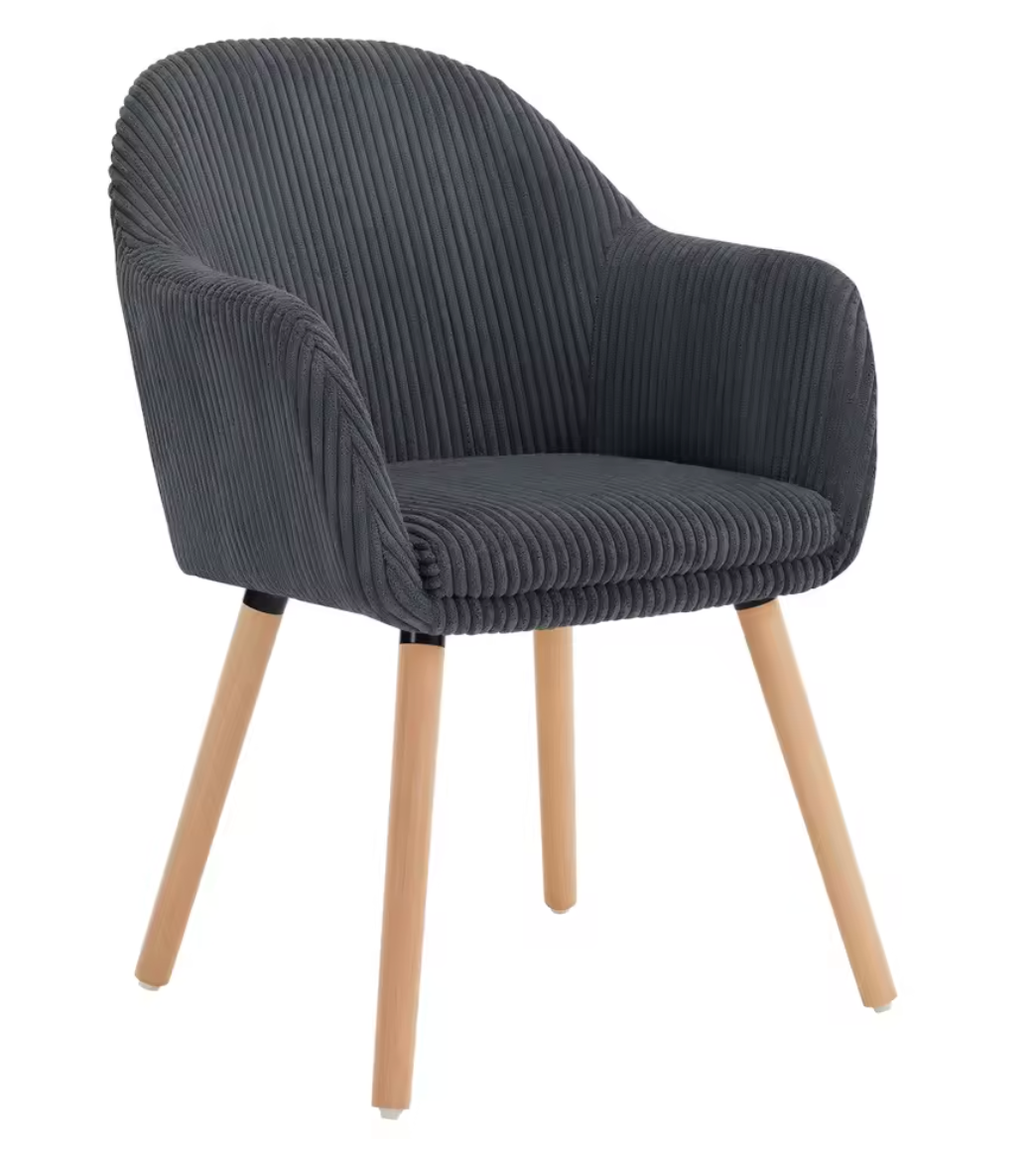 Moderne Eetkamerstoel met Armleuningen – Gestoffeerde Corduroy Keukenstoel – Scandinavisch Design – Comfortabele Rugleuning – Meerdere Kleuren
