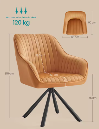 Stoelen Set van 2 Fluwelen Eetkamerstoelen met Armleuningen – Gestoffeerde Keukenstoelen tot 120 kg – Ergonomisch Design – Karamel Bruin & Groen