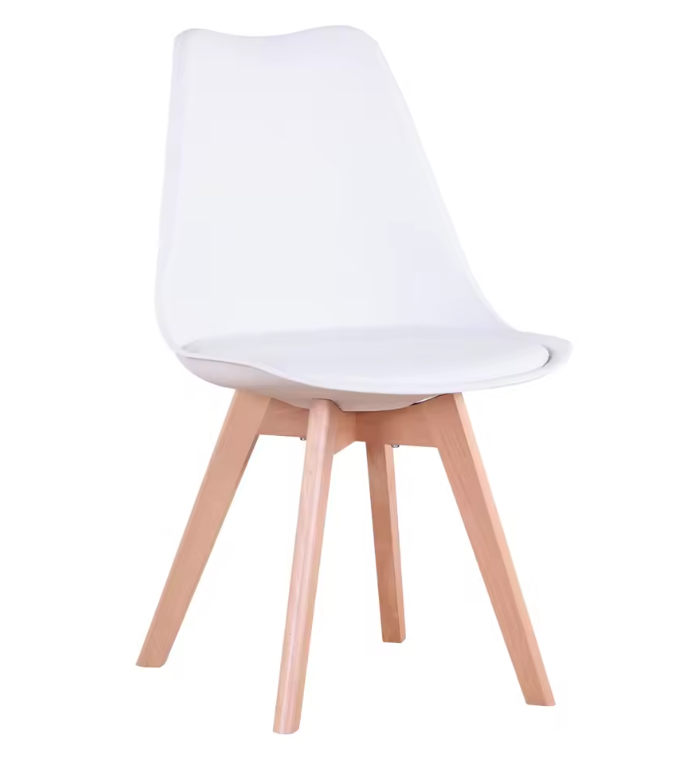 Set van 4 Nordic Eetkamerstoelen – Ergonomisch Design met Massief Houten Poten en Gewatteerde PU Zitting – Modern, Comfortabel en Stijlvol voor Woonkamer, Eetkamer of Kantoor
