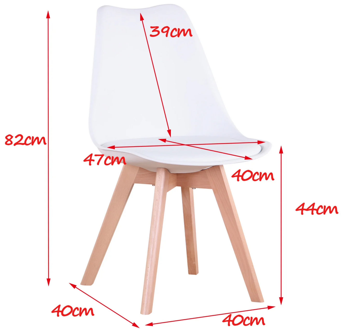 Set van 4 Nordic Eetkamerstoelen – Ergonomisch Design met Massief Houten Poten en Gewatteerde PU Zitting – Modern, Comfortabel en Stijlvol voor Woonkamer, Eetkamer of Kantoor