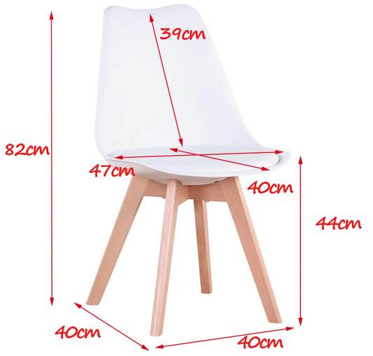 Set van 4 Nordic Eetkamerstoelen – Ergonomisch Design met Massief Houten Poten en Gewatteerde PU Zitting – Modern, Comfortabel en Stijlvol voor Woonkamer, Eetkamer of Kantoor