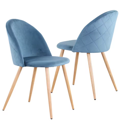 Set van 2/4/6 Blauwe Fluwelen Eetkamerstoelen – Scandinavisch Design met Metalen Poten – Comfortabele Stoelen voor Eetkamer & Woonruimte