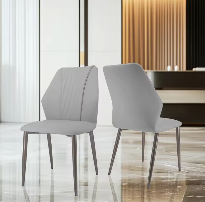 Set van 2 Elegante Eetkamerstoelen – Gevoerde Zitting & IJzeren Poten – Armloze Accentstoelen voor Woonkamer en Eetkamer