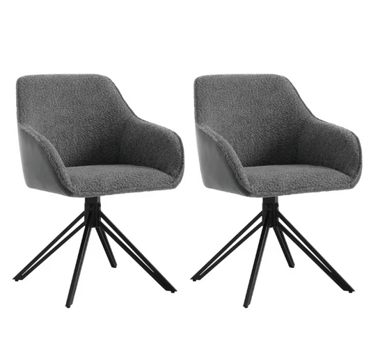 2 stks/set Corduroy Draaibare Eetkamerstoelen Ergonomische Gestoffeerde Keukenstoelen met Armleuningen Rugleuning Lounge Stoel voor Woonkamer