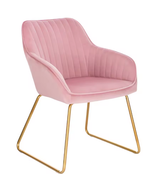 Vintage Fluwelen Eetkamerstoel – Met Armleuningen & Metalen Poten, Ergonomisch Design