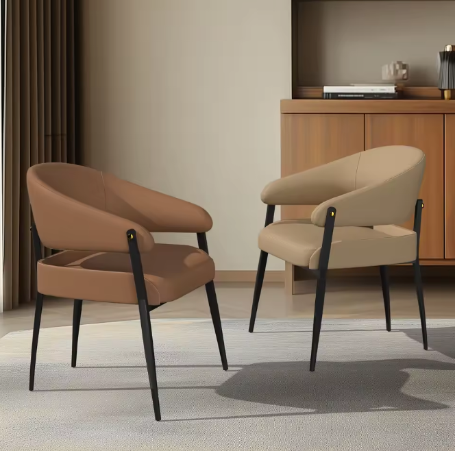 Set van 2 Luxe Eetkamerstoelen – Gewatteerde Zitting & IJzeren Frame – Microvezelleer Stoelen