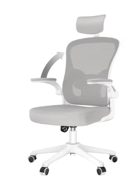 Ergonomische Bureaustoel – Verstelbaar – Mesh – Lendensteun – Grijs/Wit