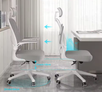 Ergonomische Bureaustoel – Verstelbaar – Mesh – Lendensteun – Grijs/Wit