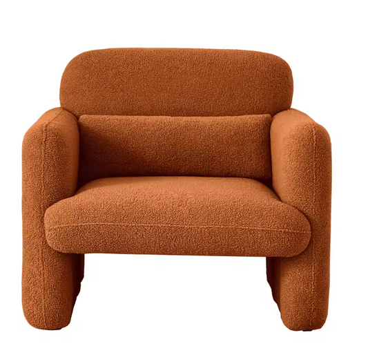 Comfortabele Fauteuil met Armleuningen – Lamswollen Leesstoel voor Woonkamer of Slaapkamer, Oranje