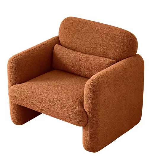 Comfortabele Fauteuil met Armleuningen – Lamswollen Leesstoel voor Woonkamer of Slaapkamer, Oranje