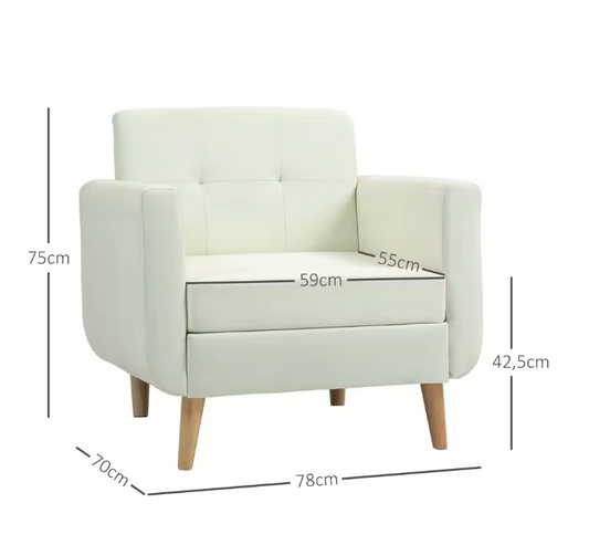 Moderne Lounge Fauteuil met Armleuningen – Crème, Comfort & Stijl voor Woon- of Studiekamer