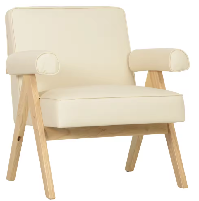 PU-Lederen Lounge Fauteuil met Armleuningen – Comfortabele Leesstoel tot 120 kg