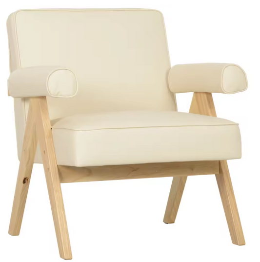 PU-Lederen Lounge Fauteuil met Armleuningen – Comfortabele Leesstoel tot 120 kg