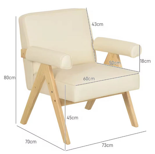 PU-Lederen Lounge Fauteuil met Armleuningen – Comfortabele Leesstoel tot 120 kg