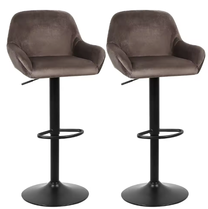 Set van 2 Draaibare Barkrukken – In Hoogte Verstelbaar met Rugleuning, Modern Design voor Keuken of Bar