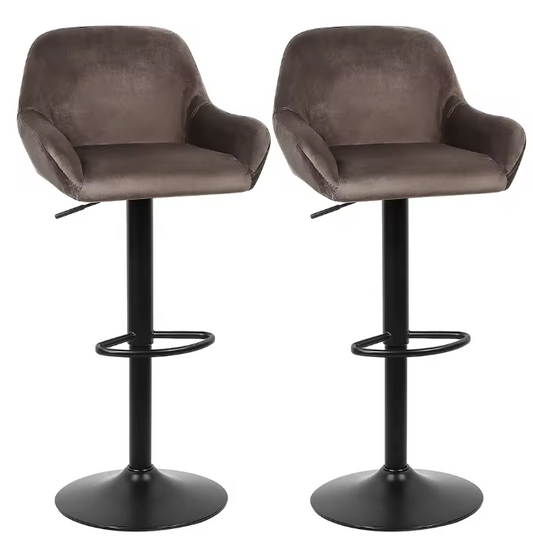 Set van 2 Draaibare Barkrukken – In Hoogte Verstelbaar met Rugleuning, Modern Design voor Keuken of Bar