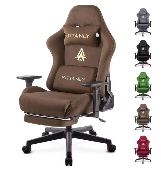 Ergonomische Gamingstoel – Suède Look – Met Lendensteun – Verstelbaar