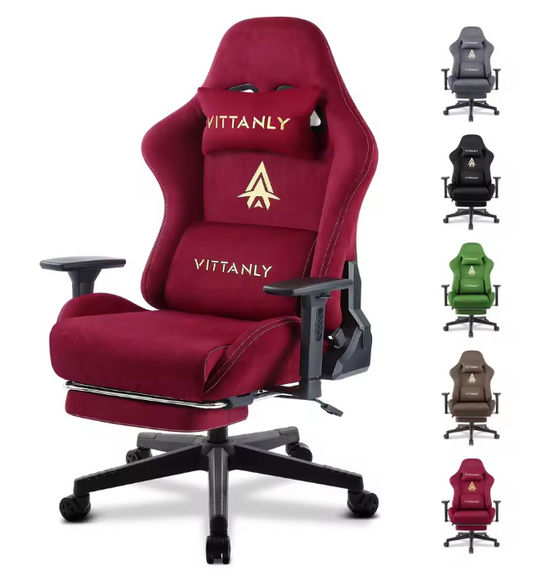 Ergonomische Gamingstoel – Suède Look – Met Lendensteun – Verstelbaar