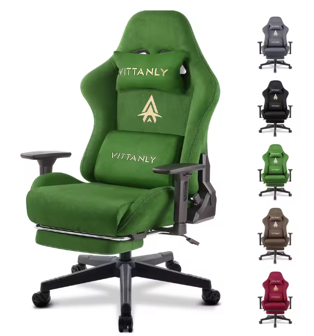 Ergonomische Gamingstoel – Suède Look – Met Lendensteun – Verstelbaar