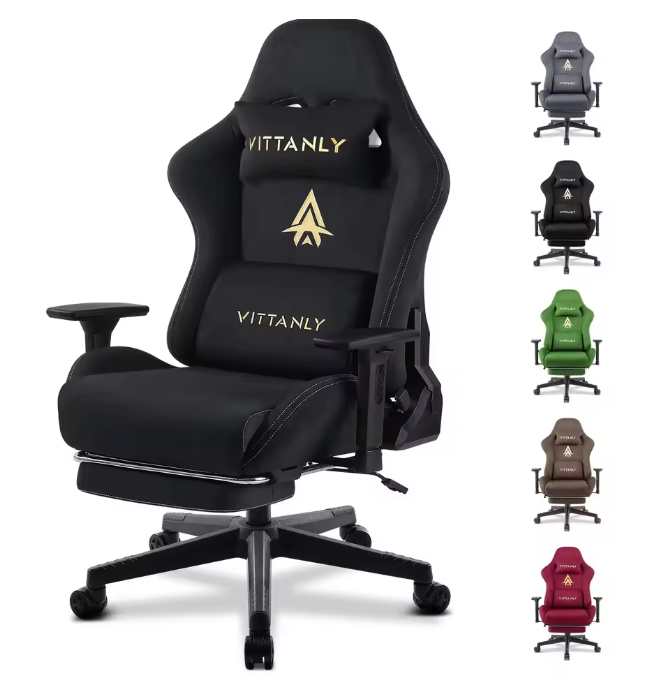 Ergonomische Gamingstoel – Suède Look – Met Lendensteun – Verstelbaar