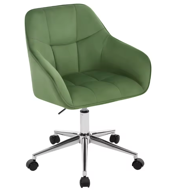 Fluwelen Bureaustoel met Armleuningen – In Hoogte Verstelbaar & 360° Draaibaar, Modern en Comfortabel