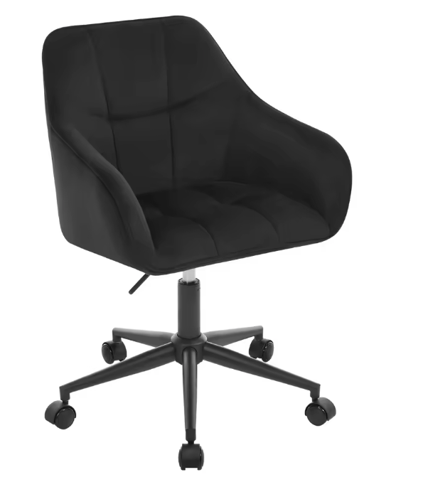 Fluwelen Bureaustoel met Armleuningen – In Hoogte Verstelbaar & 360° Draaibaar, Modern en Comfortabel