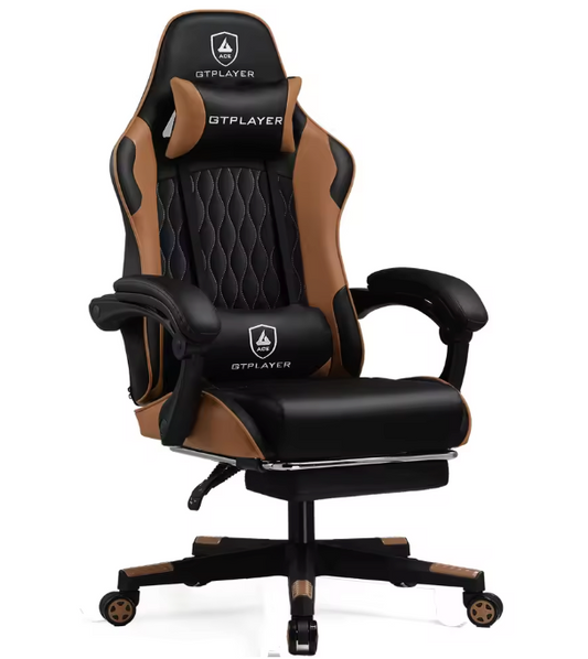 Ergonomische Gamingstoel – Verstelbare Rugleuning, Voetensteun & Lendenkussen, Draaibaar en Comfortabel