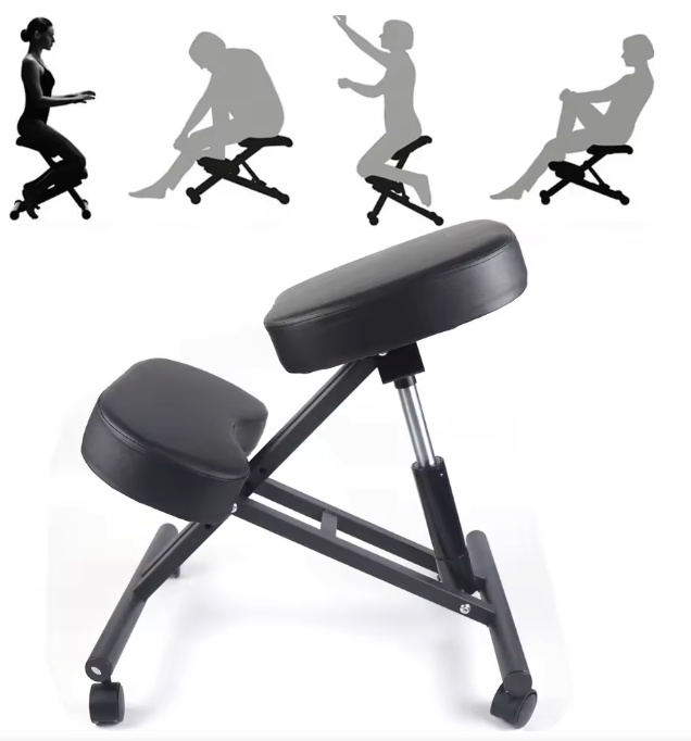 Ergonomische Kniestoel – Verstelbaar – Met 80 mm Kussens – Zwart