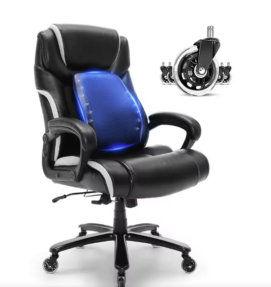 Heavy Duty Directiestoel – Ergonomisch – PU Leer – Verstelbare Lendensteun