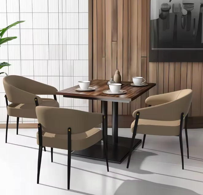 Set van 2 Luxe Eetkamerstoelen – Microvezel Leer – Gewatteerde Zitting