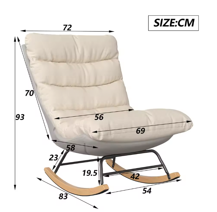 Schommelstoel met Hoge Rug – Comfortabele Lounge Relaxstoel – Gebroken wit