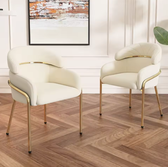 Luxe Fluwelen Eetkamerstoel – Gouden Poten – Getufte Rug