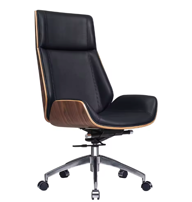 Luxe Bureaustoel van Echt Leer – Ergonomisch, Verstelbaar & 360° Draaibaar, Met Hoge Rug en Lendensteun