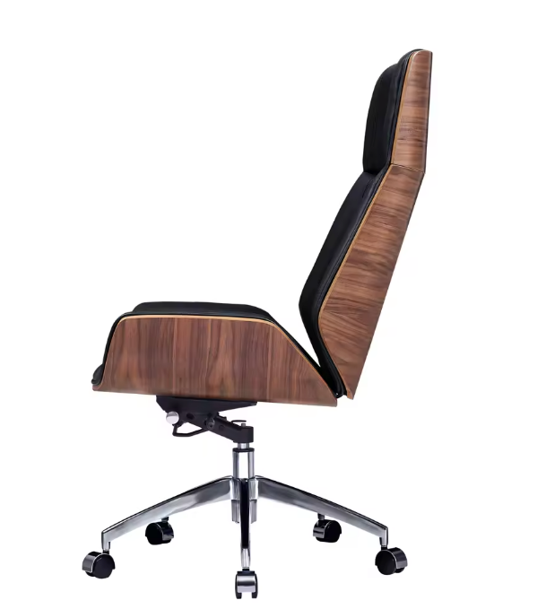 Luxe Bureaustoel van Echt Leer – Ergonomisch, Verstelbaar & 360° Draaibaar, Met Hoge Rug en Lendensteun