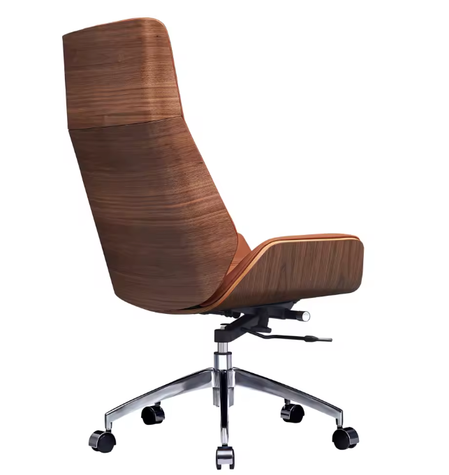 Luxe Bureaustoel van Echt Leer – Ergonomisch, Verstelbaar & 360° Draaibaar, Met Hoge Rug en Lendensteun