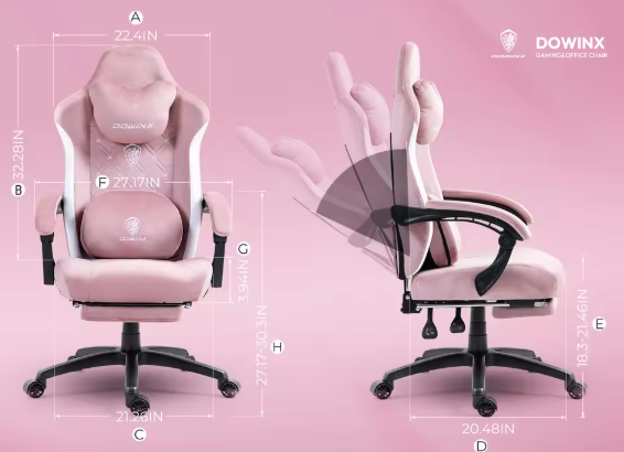 Gaming Bureaustoel met Massage, Verwarming & Voetsteun