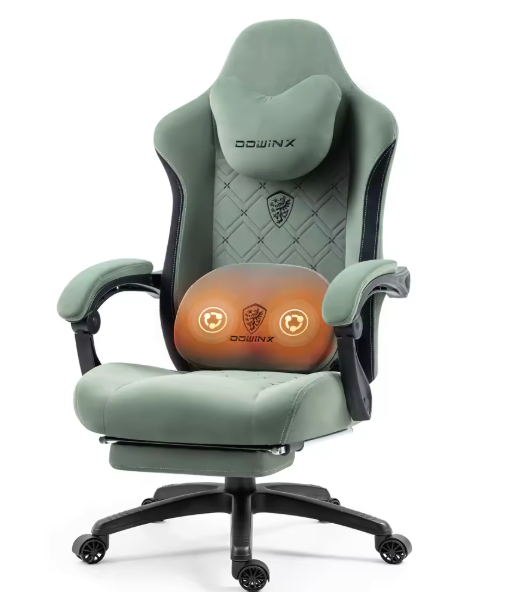 Gaming Bureaustoel met Massage, Verwarming & Voetsteun