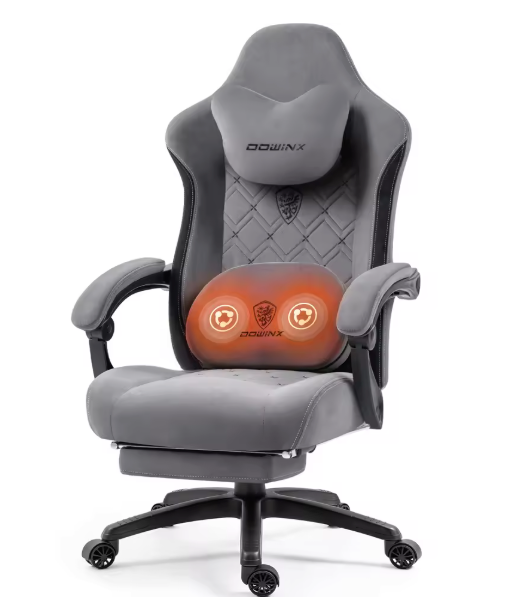 Gaming Bureaustoel met Massage, Verwarming & Voetsteun