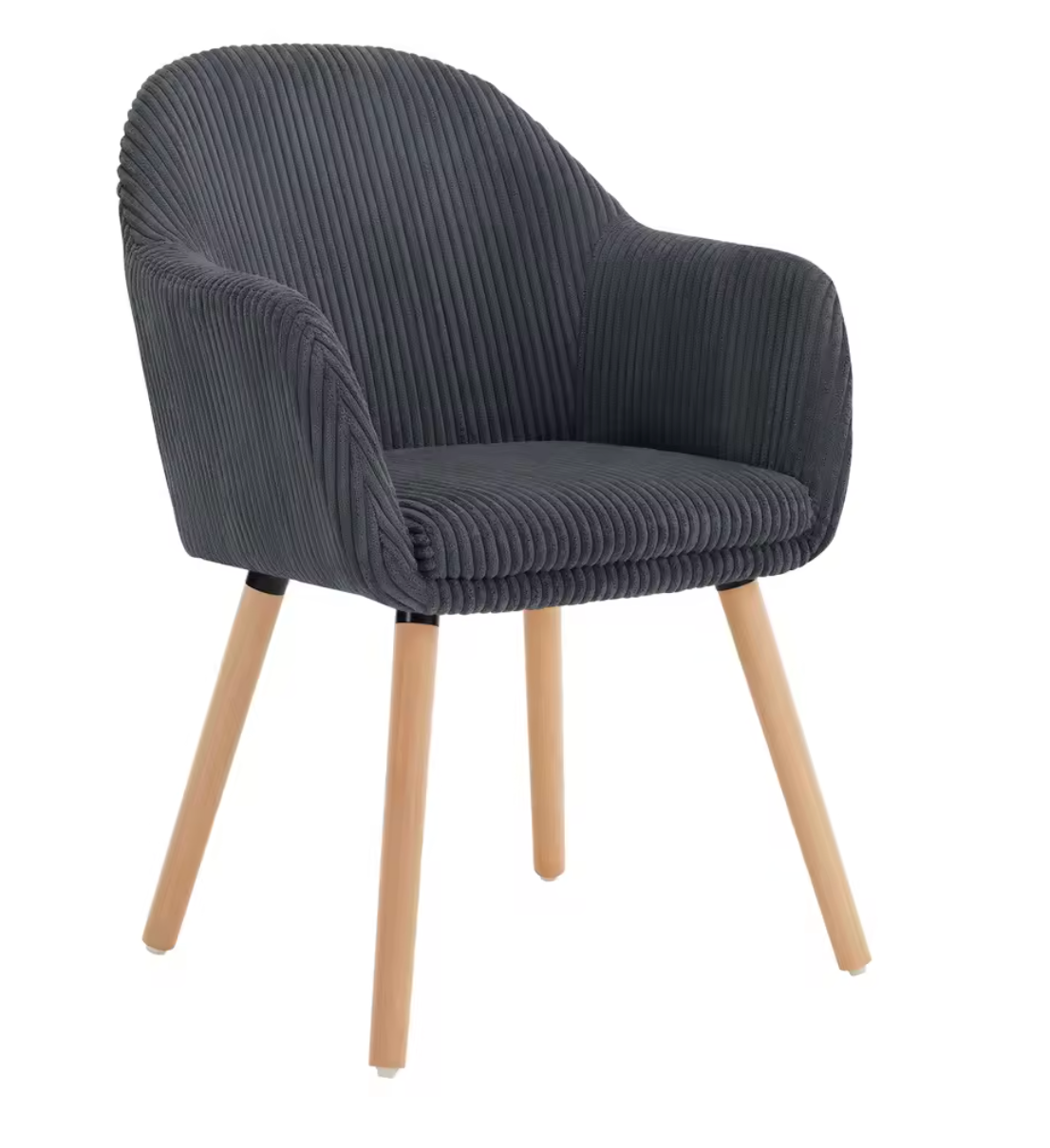 Modern Design Corduroy Eetkamerstoel met Armleuningen & Houten Poten