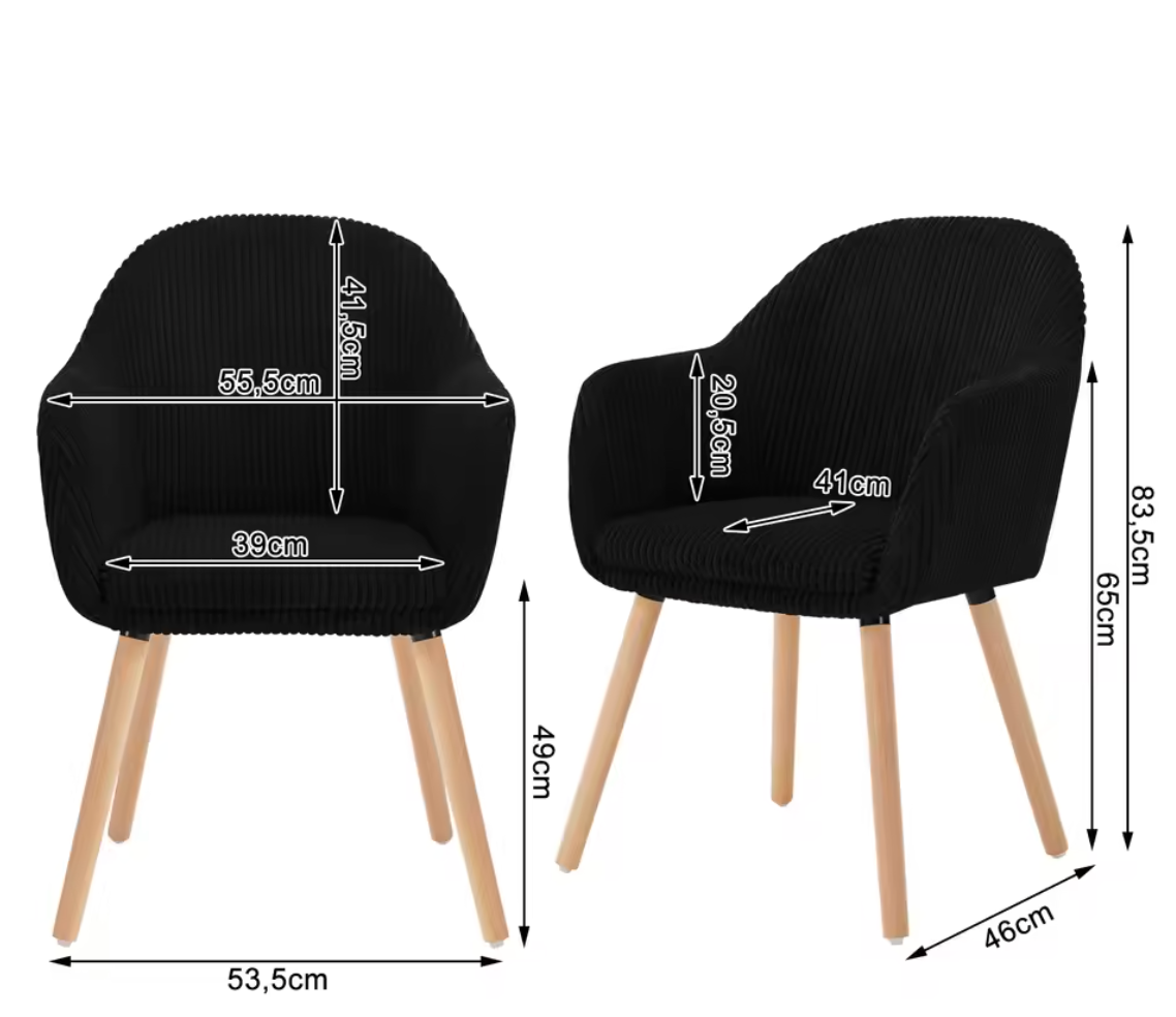 Modern Design Corduroy Eetkamerstoel met Armleuningen & Houten Poten