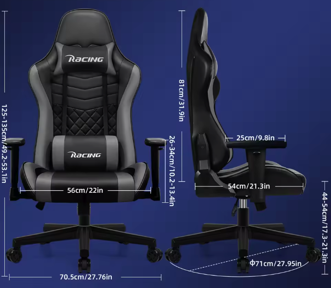 Ergonomische Gamingstoel – Verstelbaar – Zwart en Grijs