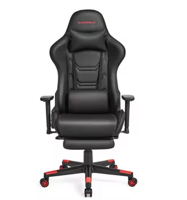 Ergonomische Gamingstoel met Voetsteun – Zwart met Rode Accenten