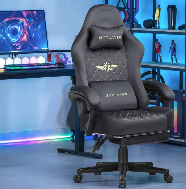 Gamingstoel met Verenkussen en Voetsteun – Ergonomisch & Ademend