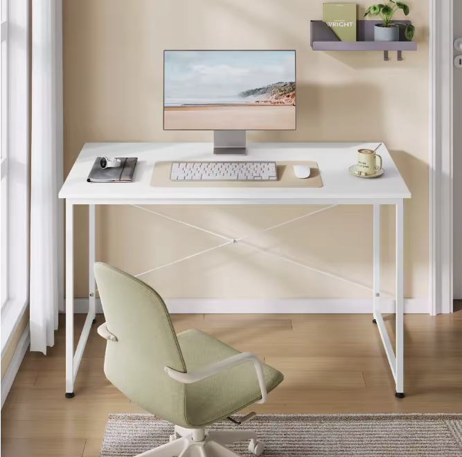 Houten Bureau Wit met Metalen Frame – 100, 120 en 140cm