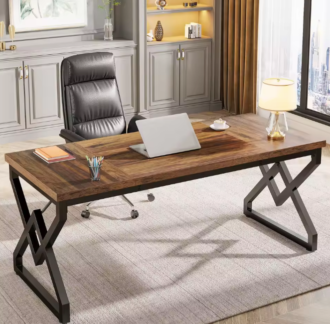 Groot Directiebureau 160 cm – Hout & Stalen Frame