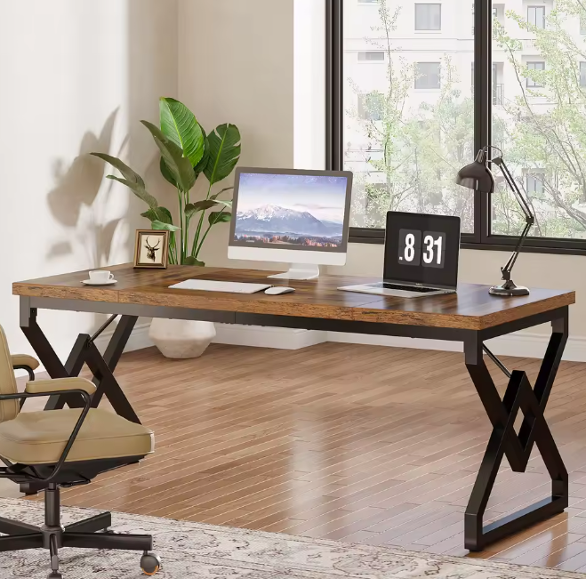 Groot Directiebureau 160 cm – Hout & Stalen Frame