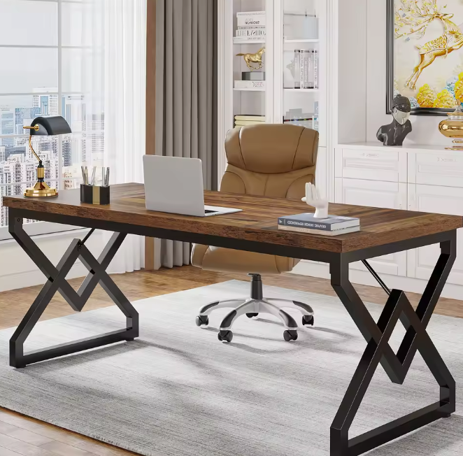 Groot Directiebureau 160 cm – Hout & Stalen Frame