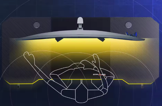 Gamingbureau 120 cm met LED, USB & Koolstofvezelblad